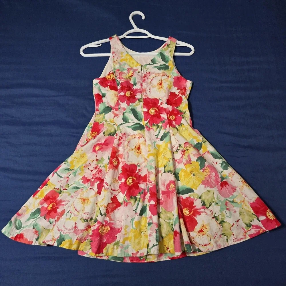 Polo Ralph Lauren Dress‎ Girls 12 Multicolor Floral Fit & Flare Sleeveless Knee